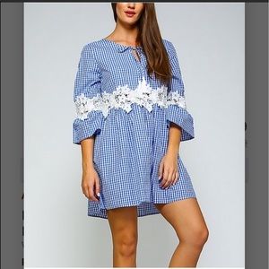 Adorable blue gingham swing dress